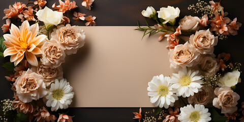 an empty photo frame, surrounded with autumn leaves and decoration, mockup, copy space. Autumn Memories: Empty Frame Mockup