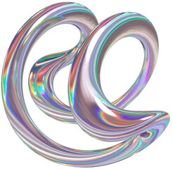 3d holographic liquid shape, iridescent chrome fluid abstract form - 692345723