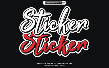 Editable sticky sticker vector text style effect