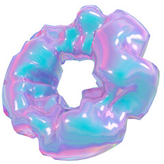 3d holographic liquid shape, iridescent chrome fluid abstract form - 692345769