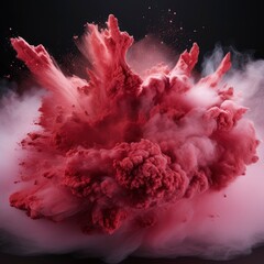 Freeze Motion Red Powder Exploding Isolated, White Background, For Design And Printing