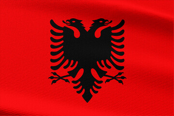 Close-up view of Albania National flag.