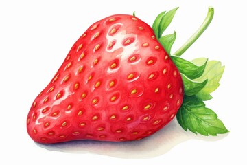 Watercolor illustration of a strawberry on a white background. AI generative