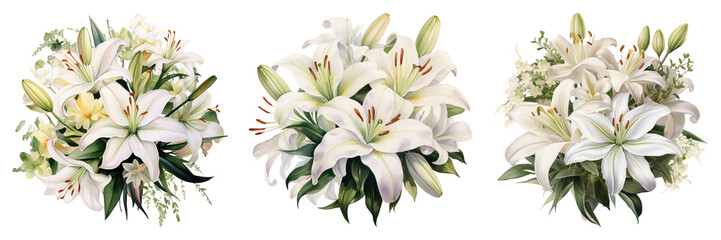 Obraz premium white lily set transparent background.