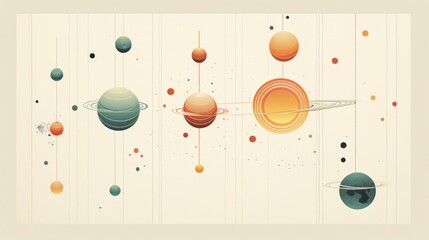 Minimal, modern graphic showing potential of the universe. Use pop-art syling, clear and soft colors