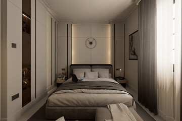 3d rendering of modern luxury bedroom.
