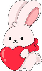 Valentines day sticker bunny hugging love