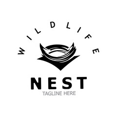 Bird nest logo branch natural root tree spring template vector