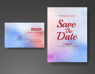 Wedding invitation with abstract watercolor background