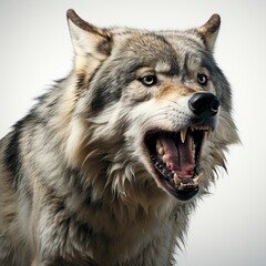 Howling Gray Wolf White, White Background, For Design And Printing