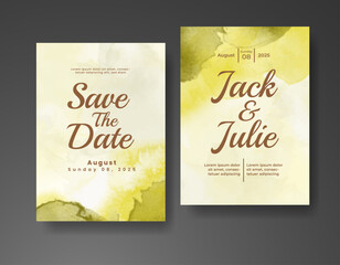 Wedding invitation with abstract watercolor background