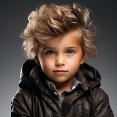 Little Boy Child On White Background, White Background, For Design And Printing