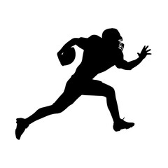 Fototapeta na wymiar Silhouette of male american football athlete in action pose.