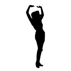 Silhouette of a female model pose in cowgirl costume 