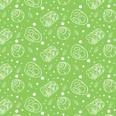 Hand drawn doodle pastry products seamless pattern