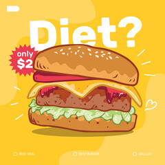 Hand drawn special burger promotional template
