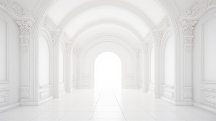 3d illustration of empty white interior building