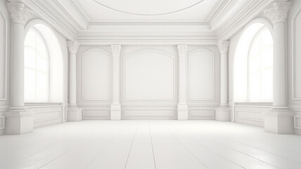 3d illustration of empty white interior minimalist