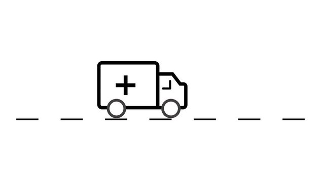ambulance car truck icon, Transportation Fast moving shipping delivery truck animation background