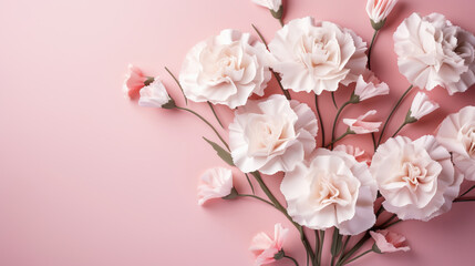 Carnation whispers, pastel harmony and delicate blooms for a serene floral arrangement, beauty and tranquility. Soft-hued carnations in gentle pastels form a graceful and soothing background. Suitabl