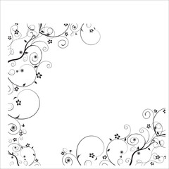 floral swirl ornament corner frame vector 