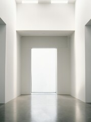 Fototapeta premium Empty white room. minimalist interior with a white door centered in a white wall
