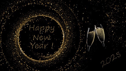 Carte de voeux Bonne année en anglais Happy New Year 2025 chic et simple