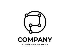 modern letter p technology logo