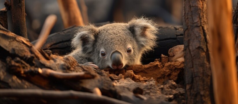 Saved koala in Australia post bush fire devastation.