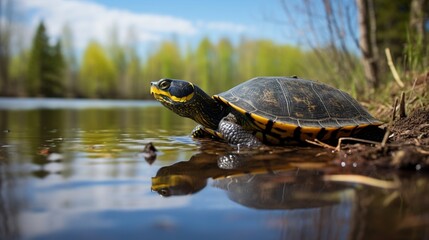 Obraz premium Blanding's Turtle at water