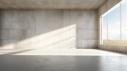 empty concrete open space interior with sunlight