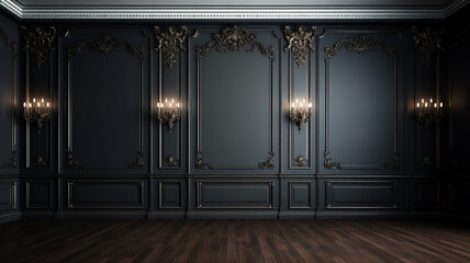 Empty luxury room with black wall luxury