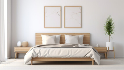 Naklejka premium Horizontal mock up poster frame in modern interior furniture background