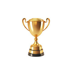 Fototapeta na wymiar Golden trophy cup isolated on white background. 1st place award goblet.