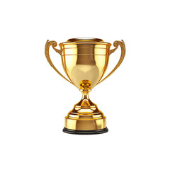 Golden trophy cup isolated on white background. 1st place award goblet.
