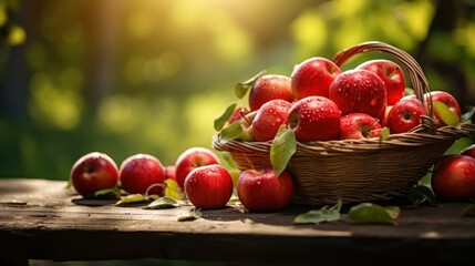 Red Apples in Sunny Orchard