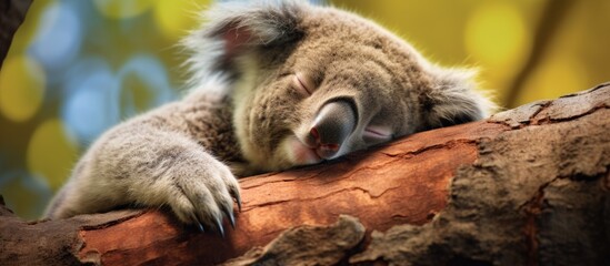 Naklejka premium Sleepy koala, natural habitat, Melbourne, Australia.