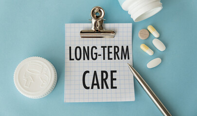 Long-Term Care Insurance agreement policy is shown using the text - obrazy, fototapety, plakaty
