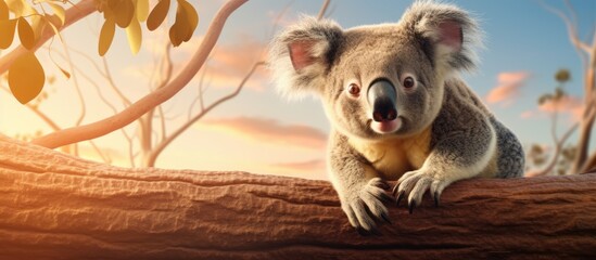 Observing koala from treetop