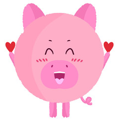 Pink pig with love