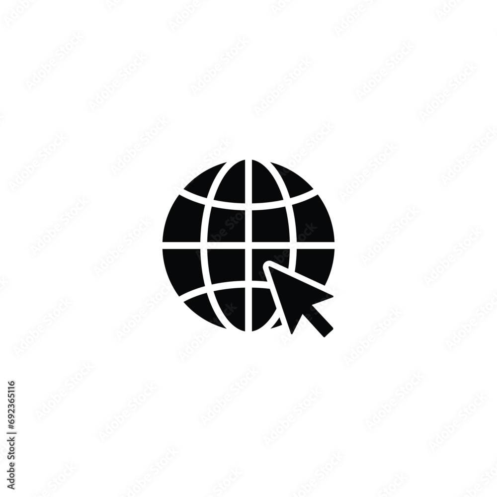 Poster go to web icon, globe with cursor icon vector for web site computer and mobile app