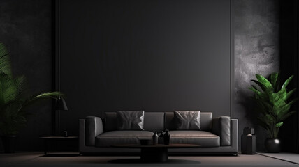 The lounge and black bedroom interior design and black