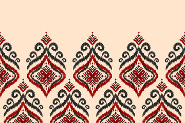 Ethnic ikat seamless pattern in tribal. Aztec geometric ethnic ornament print. Ikat pattern style. Design for background, wallpaper, illustration, fabric, clothing, carpet, textile, batik, embroidery.