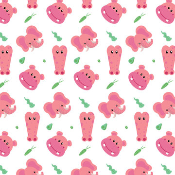 Seamless pattern with cute wild animal vector illustration