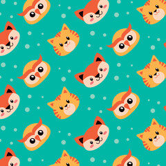 Cute animal cartoon vector illustration Seamless pattern