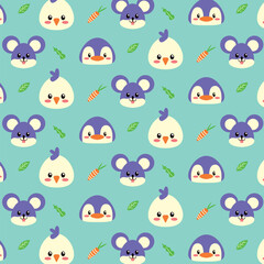 Cute animal cartoon vector illustration Seamless pattern