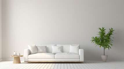 Fototapeta na wymiar White living room in modern design minimal clear space comfortable