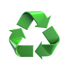 Obraz premium Green recycling symbol isolated on transparent background