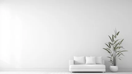 Fotobehang White living room in modern design minimal clear space © BornHappy