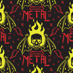 Metal music illustration seamless pattern design